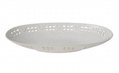 19" Oval White Ceramic Openwork Rim Bowl