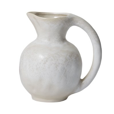 10" Cream and White Ceramic Large Handle Pitcher