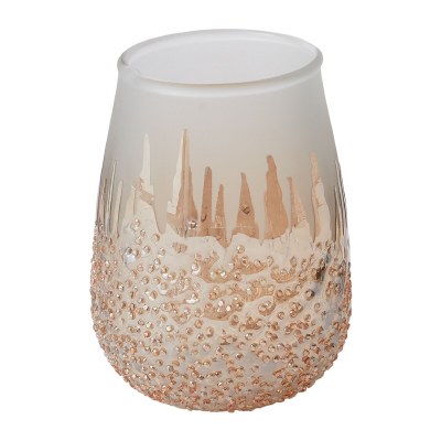 5" Gold and Frosted Textured Glass Votive Candleholder