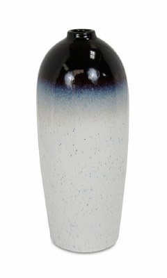 14" Dark Blue and White Ceramic Blended Edge Vase