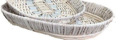 25" Oval Whitewash Wicker Coronado Tray