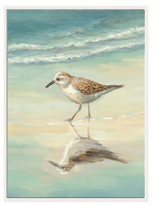 16" x 12" Sandpiper Reflections Canvas Wall Art With Frame