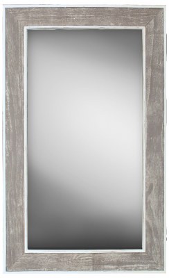 44" x 26" Gray and White Wood Shiplap Wall Mirror