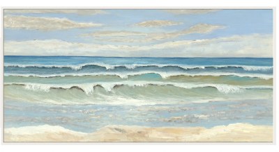 30" x 60" Breaking Waves Canvas Wall Art With Frame
