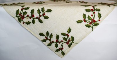 36" Sq Holly Branch Table Topper