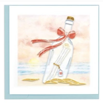 6" Square Quilling Message In a Bottle Greeting Card