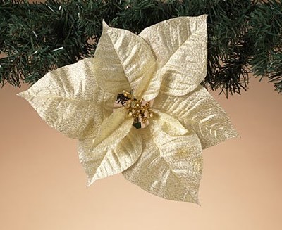 10" Faux Gold Poinsettia Ornament With Clip