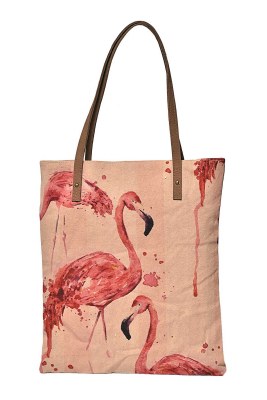 15" Flamingo Canvas and Leather Book Bag