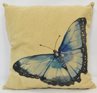20" Sq Blue Morpho Butterfly Decorative Pillow