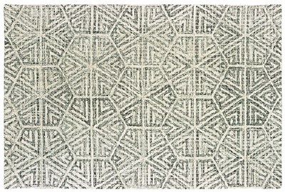 5' x 8' Gray and Ivory Geo Tallavera Rug 55605
