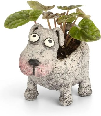 5" Light Gray Petunia the Dog Planter