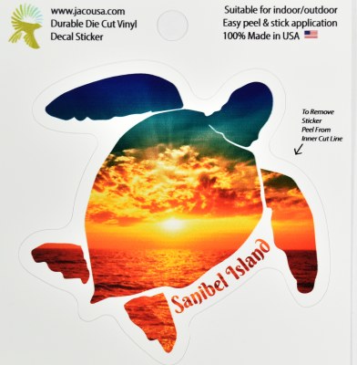 4" Sanibel Island Sunset Turtle Sticker