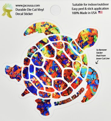4" Sanibel Island Tie Dye Turtle Sticker
