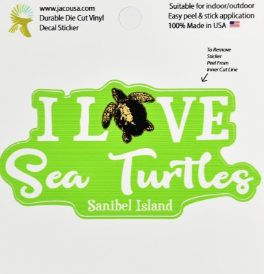 4" I Love Sea Turtles Sanibel Island Sticker