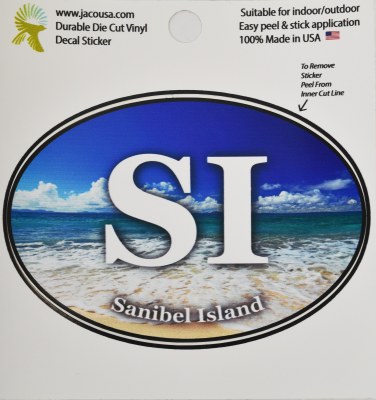4" Oval Sanibel Island "SI" Beach Sticker