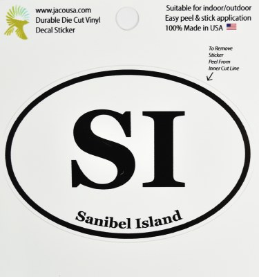4" Black and White "SI" Oval Sanibel Island Sticker