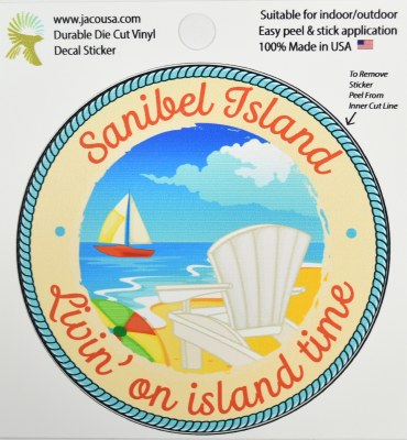 4" Sanibel Island Living on Island Time Sticker