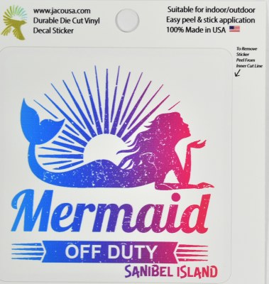 4" Mermaid Off Duty Sanibel Island Sticker
