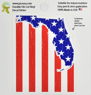4" USA Flag Florida Sticker
