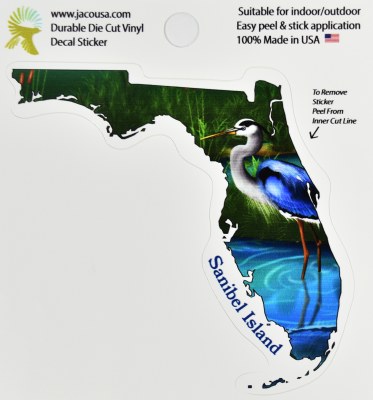 4" Blue Heron in Florida Sanibel Island Sticker