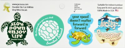 Set of 4 2" Sanibel Island Turtle Stickers