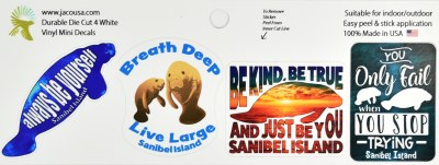 Set of 4 2" Sanibel Island Manatee Stickers
