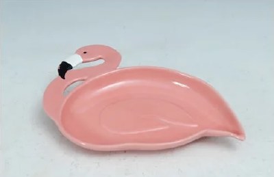 9" Pink Ceramic Flamingo Dish