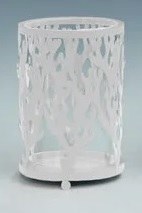 8" White Coral Design Metal Candleholder
