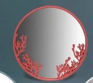 18" Round Red Coral Design Mirror