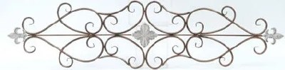 41" Brown Grill With Floral Ends Metal Wall Art Plaque