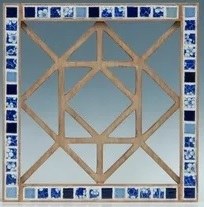17" Sq Blue and Brown Square Center Wall Plaque