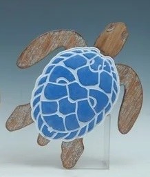 18" Blue and Brown Sea Turtle Wall Plaque