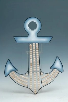 25" Anchor With Wood Beads Wall Plaque