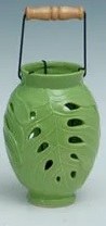 8" Green Ceramic Leaf Lantern