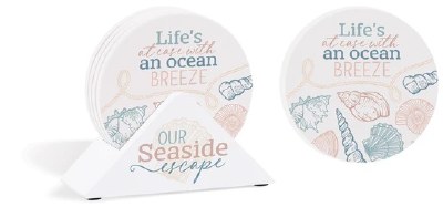 Set of Four Seaside Coasters With Stand