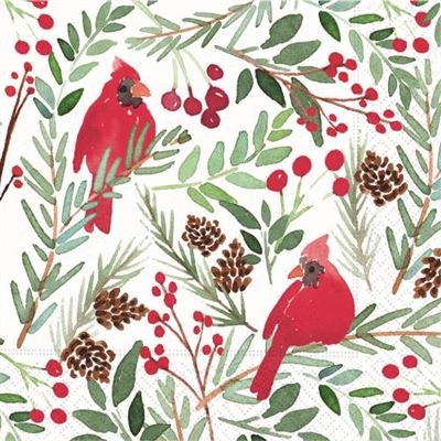 Cardinals and Berries Lunch Napkin