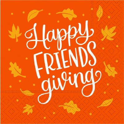 5" Square Happy Friendsgiving Beverage Napkin Fall and Thanksgiving
