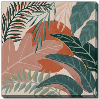 24" Square Tropical Leaves Canvas 4