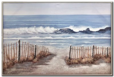 32" x 48" Crashing Waves Canvas in Gold Frame
