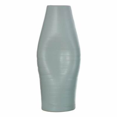 23" Light Mint Ceramic Tall Indented Vase