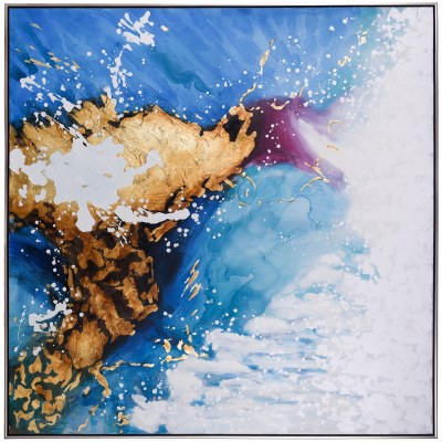 50" Square Agate Abstract Canvas Wall Art in Frame