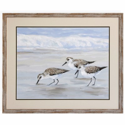 30" x 36" Sandpipers Trio Framed Art Print Under Glass
