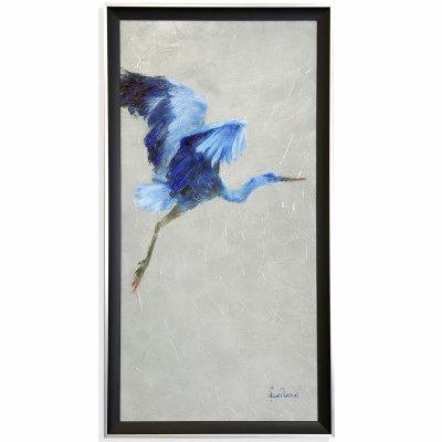 51" x 27" High Fly Blue Heron Gel Textured Framed Art Print