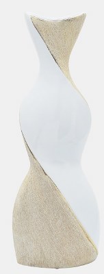 16" White and Gold Ceramic Twist Vase