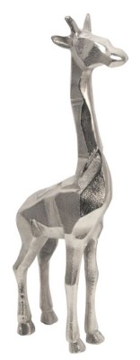 15" Silver Metal Giraffe Statue
