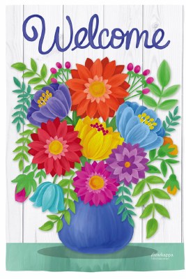 43" x 29" Multicolor Flower Vase Welcome Garden Flag