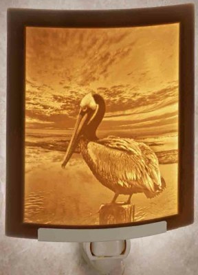 6" Ivory Porcelain Pelican Lithophane Night Light