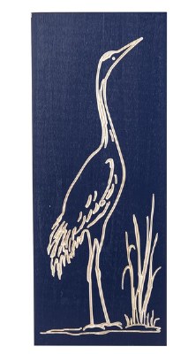 32" x 13" Dark Blue Heron With Wings Down Plaque