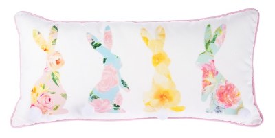 10" x 20" Pastel Four Floral Bunny Decorative Easter Pillow
