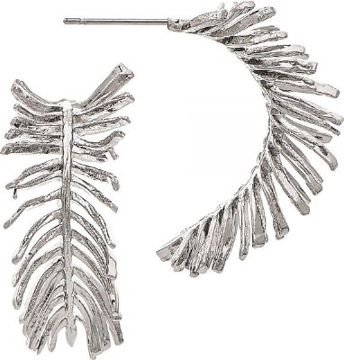 Silver Curved Feather Post Earrings